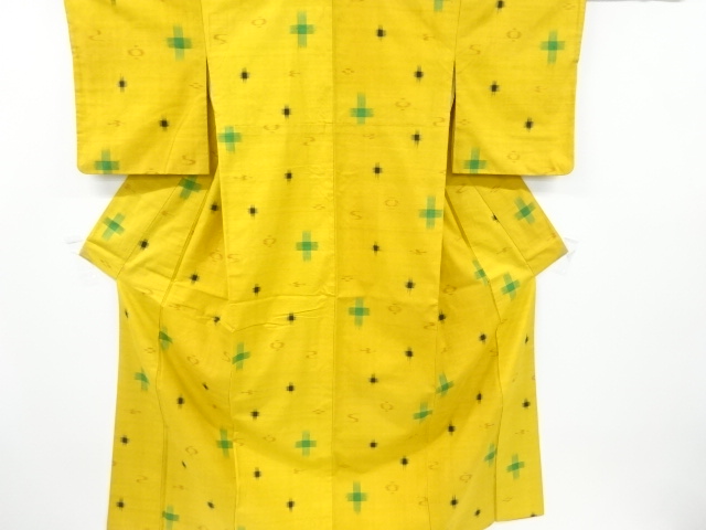 アンティーク　琉球絣柄織り出し手織り真綿紬着物